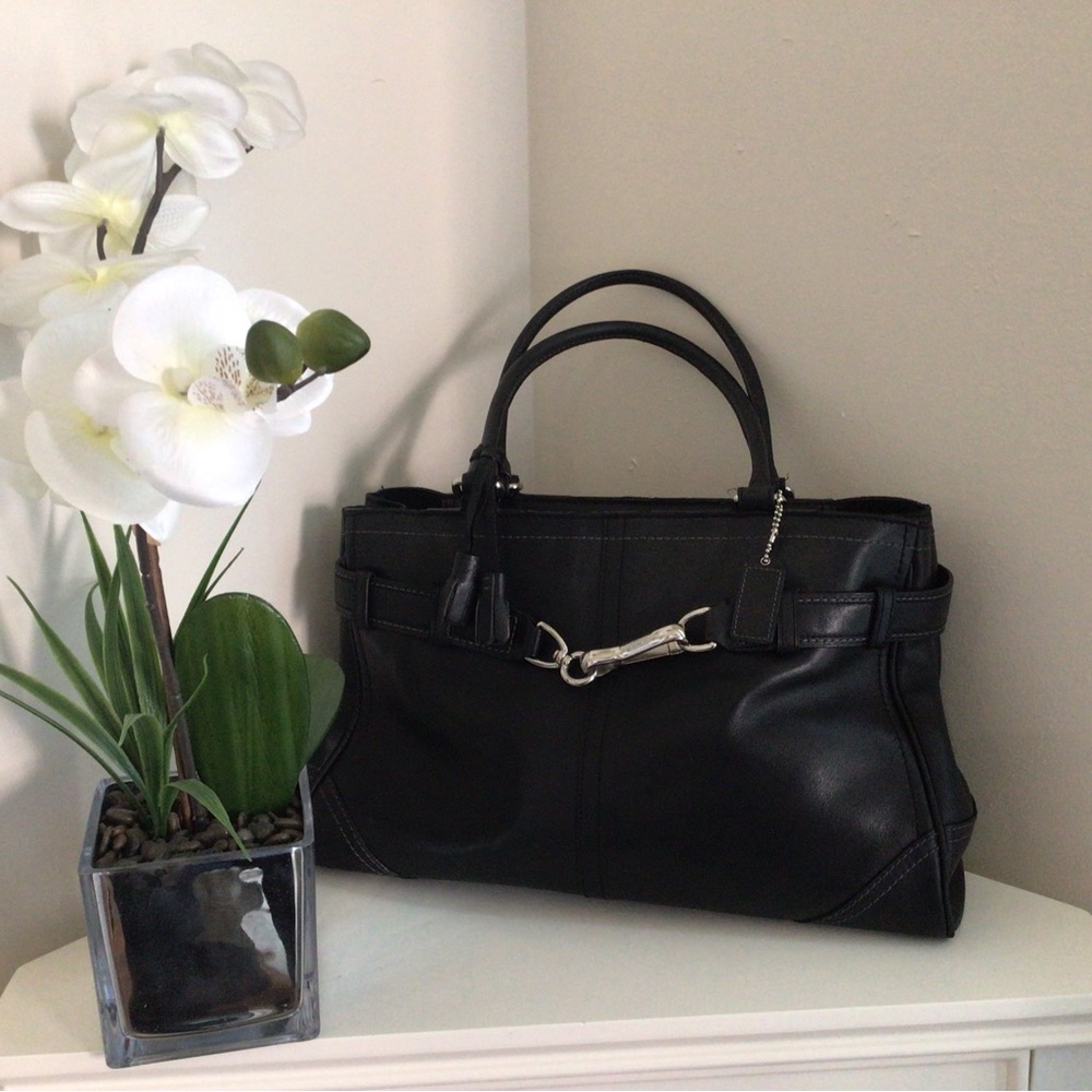Coach Hampton Black Leather Tote Bag